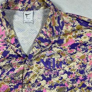 Nike Trek Division Dri FIT Mesh Button Up Shirt Purple Camo Small DQ4777-532